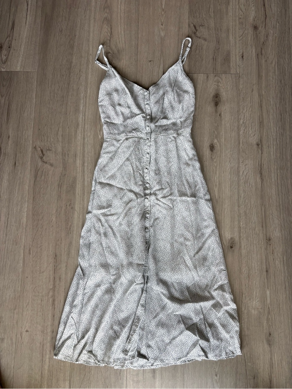 Abercrombie & Fitch Light Gray Spotted Midi Slip Dress